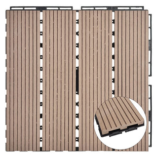 Plantex Tiles for Floor-Interlocking Wood Plastic Composite(WPC) Tiles/Garden Tile/Quick Flooring Solution for Indoor/Outdoor Deck Tile-Pack of 10 (MS)