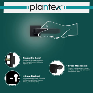 Plantex Heavy Duty Door Lock - Main Door Lock Set with 3 Keys/Mortise Door Lock for Home/Office/Hotel (7110 - Black)