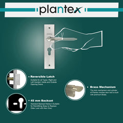 Plantex Heavy-Duty Door Lock Set - Main Door Lock Handle Set/ 6-Lever Lock Mechanism with 3 Years of Warranty/Mortise Lock with 3 Keys, Brass Lock Body & Cylinder(8105 - Matt)