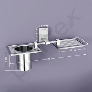 Plantex Senso Bathroom 2 in 1 soap Holder and Brush Stand for wash Basin (304 Stainless Steel)