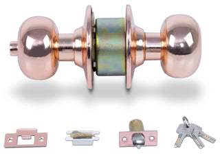 Plantex Door Lock - Cylindrical Door Lock with 3 Keys/Tubular Door Knob/Lock for Main Door/Bedroom (Rose Gold)