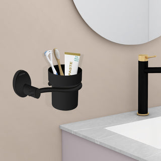 Plantex Oreva Black Toothbrush/Paste Holder & Tumbler Holder for Bathroom and wash Basin (304 Stainless Steel)