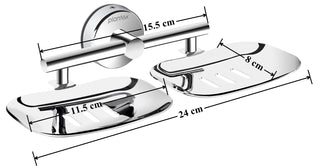 Plantex Maxx 304 Grade Stainless Steel Rectangular Double Soap Holder for Bathroom/Soap Dish/Bathroom Soap Stand/Bathroom Accessories (Chrome)