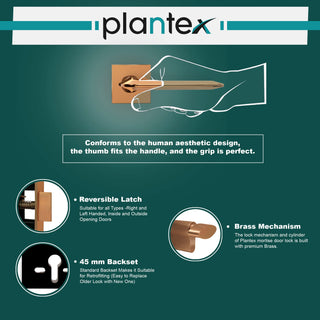 Plantex Heavy Duty Door Lock - Main Door Lock Set with 3 Keys/Mortise Door Lock for Home/Office/Hotel (7105 - PVD Choco)