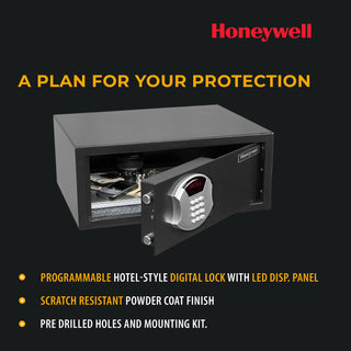 Honeywell Safes - 5105 Low Profile Steel Security Safe with Hotel-Style Electronic Digital Lock for Home & Offices (1.14-Cubic Feet, Black)