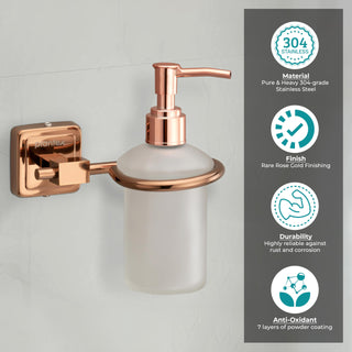 Plantex 304 Grade Stainless Steel Liquid Soap Dispenser/Shampoo Dispenser/Handwash Bottle Stand/Bathroom Accessories Pack of 2, Decan (Rose Gold)