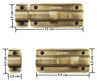 Plantex Premium Heavy Duty Door Stopper/Door Lock Latch for Home and Office Doors - Pack of 3 (Brass Antique)