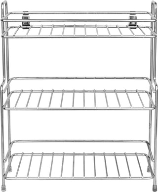 Plantex Stainless Steel Shelf - Multipurpose & Stackable Rack Organizer for Bathroom & Kitchen/Bathroom Accessories (Chrome-Silver) , Set of 1