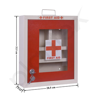 Plantex (Metal First Aid Box for Home with Multi Compartment Emergency First Aid Box/Medical Box/Medicine Box/School - Office/Medicine Organizer Box with Lock and Keys - (Red & Ivory)