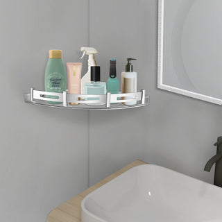 Plantex Unbreackable ABS Plastic Multipurpose Corner Shelf for Kitchen/Bathroom/Living Room/Bed Room/Rest Room (Transparent)