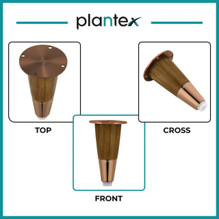 Plantex 4 Inch Sofa Legs for Bed Furniture/Sofa Legs for Table/Sofa Support Legs with Rubber Grip (Rose Gold, 8 Pcs)