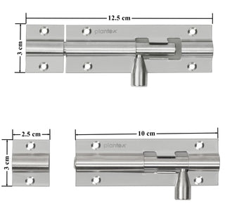 Plantex 4- inches Long Tower Bolt for Door/Windows/Wardrobe - Pack of 6 (Chrome-Silver)