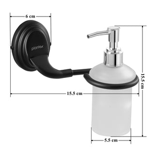 Plantex 304 Grade Stainless Steel Hand wash Holder for wash Basin Liquid soap Dispenser Bathroom Accessories - Cubic (Black)