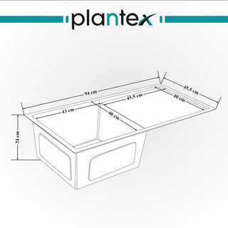 Plantex 304 Grade Handmade Kitchen Sink/Single Bowl Sink for Kitchen With Drain Board/Undermount/Topmount (Matt Finish/37x18 Inches)