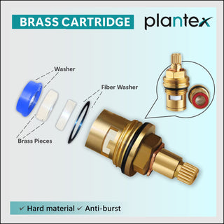 Plantex Pure Brass Two Way Tap for Washing Machine with Brass Wall Flange & Teflon Tape/Quarter Turn Bibcock Water tap/Washbasin taps for Home-(PAC-1807-Chrome)