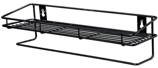 Plantex GI Steel Multipurpose Bathroom Shelf/Rack/Towel Holder/Bathroom Accessories - Wall Mount (Black)