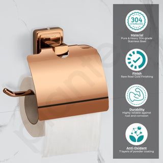 Plantex 304 Grade Stainless Steel Toilet/Tissue Paper Holder Stand for Washroom/Bathroom Accessories Pack of 4, Decan (Rose Gold)