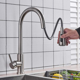 Plantex Designer 304 Stainless Steel Kitchen Faucet with Pull Down Sprayer Multitask Mode with High Arc 360 Degree/Single Handle Pull Out Kitchen Sink Faucet- Matte