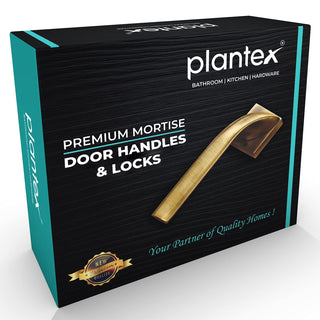 Plantex 7085 Premium Mortise Door Lock Handle Set for Bathroom/ Storeroom/ Balcony/ Office with Baby Latch and Handles - Noise-Free, Weatherproof and Keyless (PVD-Choco & Satin Black-Matt)