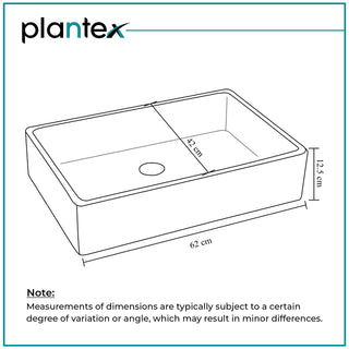 Plantex Platinium Tabletop Ceramic Rectangle Wash Basin/Countertop Bathroom Sink (White, 24.5 x 16.5 x 5 Inch)