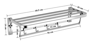 Plantex Stainless Steel Folding 24 Inches Large Towel Rack for Bathroom/Towel Holder/Towel Stand for Bathroom Accessories and Fittings(Chrome)