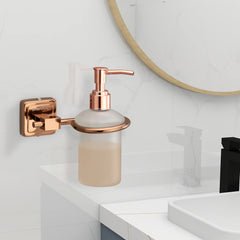 Plantex 304 Grade Stainless Steel Liquid Soap Dispenser/Shampoo Dispenser/Handwash Bottle Stand/Bathroom Accessories Pack of 3, Decan (Rose Gold)