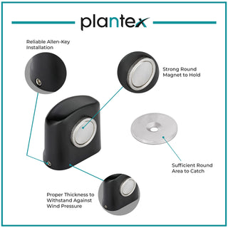 Plantex Heavy Duty Door Magnet Stopper/Door Catch Holder for Home/Office/Hotel, Floor Mounted Soft-Catcher to Hold Wooden/Glass/PVC Door - Pack of 4 (193 - Black)