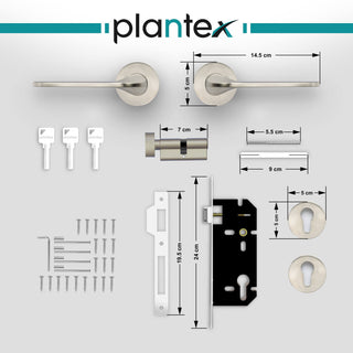 Plantex Brass Pearl Mortice Door Lock for Main Door Lock Set with 3 Keys/Mortise Door Lock for Home/Office/Hotel (7060 - Matt)