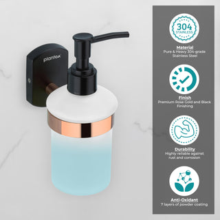 Plantex 304 Grade Stainless Steel Liquid 1 Ml Soap Dispenser/Shampoo Dispenser/Handwash Dispenser/Bathroom Accessories - Pack Of 1 (Parv-Rose Gold & Black)