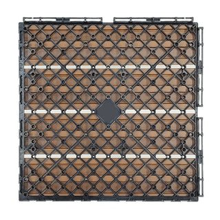 Plantex Tiles for Floor-Interlocking Wood Plastic Composite(WPC) Tiles/Garden Tile/Quick Flooring Solution for Indoor/Outdoor Deck Tile-Pack of 1 (CEM)