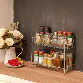 Plantex Stainless Steel 2-Tier Kitchen Rack/Spice Rack/Kitchen/Multipurpose Storage Organizer(Finish-Chrome)