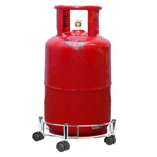 Plantex Stainless Steel Cylinder Trolley - LPG Cylinder Trolley - Easy to Move - Wheel Trolley