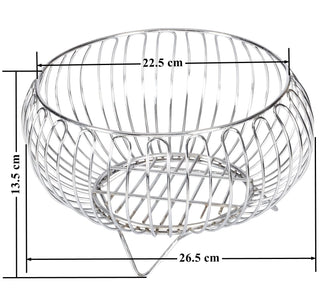 Plantex Heavy Duty Stainless Steel Fruit and Vegetable Basket/Table Top Fruit Rack/Vegetable Stand(Chrome),?9 litre