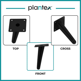 Plantex Black 6-inch Sofa Legs for Furniture Legs with Rubber Grip � 10 Pcs