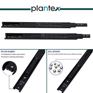 Plantex Drawer Channel/Soft Close Drawer Channel for Kitchen & Wardrobe/Ball Bearing Drawer Channel/Drawer Slide/Telescopic Slide-1 Pair (18-inch,Black)