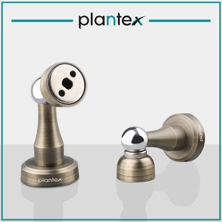 Plantex Stainless Steel 4 inch Door Magnet Stopper for Home/Office/Hotel Wall and Floor Mounted Soft-Catcher to Hold Wooden/Glass/PVC Door (Antique Brass Finish)