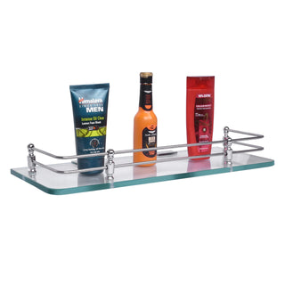 Plantex Premium Transparent Glass Shelf for Bathroom/Kitchen/Living Room - Bathroom Accessories (Polished 15x6 - Pack of 3)