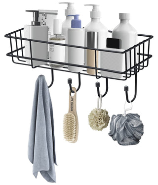 Plantex Bathroom Organizers/Self-Adhesive Bathroom Shelf/Corner/Multipurpose Rack for Kitchen/Bedroom/Livingroom - Combo of 2 (Black), Alloy Steel