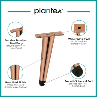 Plantex 304 Grade Stainless Steel 6 inch Sofa Leg/Bed Furniture Leg Pair for Home Furnitures (DTS-54-Rose Gold) – 2 Pcs