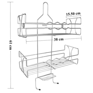 Plantex Stainless Steel 5In1 Multipurpose Bathroom Shelf And Rack/Shower Caddy/Bathroom Storage Shelf/Soap Holder/Bathroom Accessories For Home (Chrome), Silver