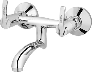 Plantex Pure Brass Non-Telephonic Wall Mixer tap for Bathroom/Mixer Tap for Bathroom with Brass Wall Flange & Teflon Tape/Bathroom Mixer Tap-(AQ-1416-Mirror Chrome)