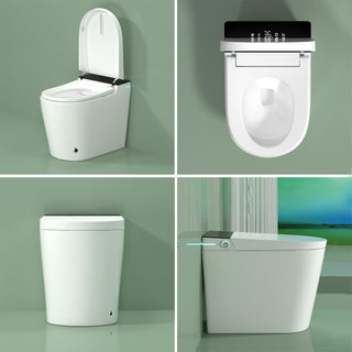 Plantex Smart Bidet Toilet/Smart Commode with Built-in Bidet Seat with Foot Touching Lid Opening/Auto Lid Closing and Flushing/Heated Seat/Digital Display and Remote Control - (White-1073)