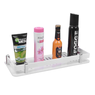 Plantex Acrylic Bathroom Organizer/Shelf For Bathroom/Kitchen/Wall -Bathroom Accessories (9X5 Inches-White)