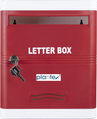 Plantex Durable Plastic Letter Box - Mail Box/Suggestion Box/Complaint Box/Mail Box/Letter Box for Home gate with Key Lock - (Red & White), Wall Mounted