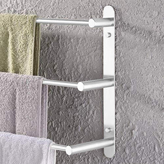 Plantex Stainless Steel 3-Tier Towel Rod for Bathroom/Towel Bar/Hanger/Stand/Bathroom Accessories - Chrome