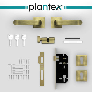 Plantex Heavy Duty Door Lock - Main Door Lock Set with 3 Keys/Mortise Door Lock for Home/Office/Hotel (7110 - Brass Antique)