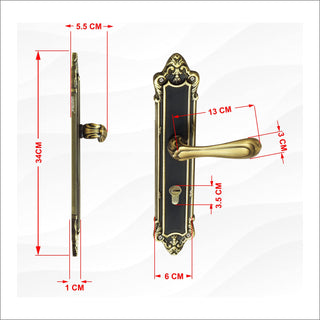 Plantex Door Lock 597 7 Inch Handle Lock for Door 3 Keys/Mortise Lock for Home Office Hotel (Brass Antique)