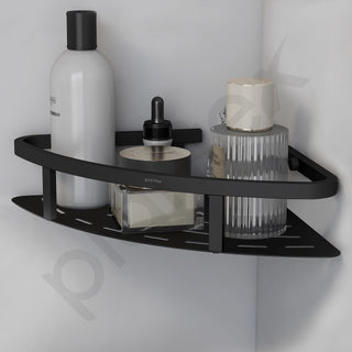 Plantex 304 Stainless Steel Corner/Bathroom Shelf/Kitchen Shelf/Wall Mount - Pack of 2 (Black,9x9 Inches)