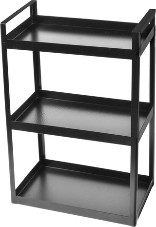 Plantex Deluxe Metal 3 Tier Shelf for Bathroom Kitchen Storage Organizer Home and Office Accessories (Black, Powder Coated Finish)