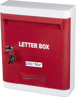 Plantex Durable Plastic Letter Box - Mail Box/Suggestion Box/Complaint Box/Mail Box/Letter Box for Home gate with Key Lock - (Red & White), Wall Mounted